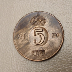 Suedia - 5 ore (1956) monedă s018 - Regele Gustaf VI Adolf