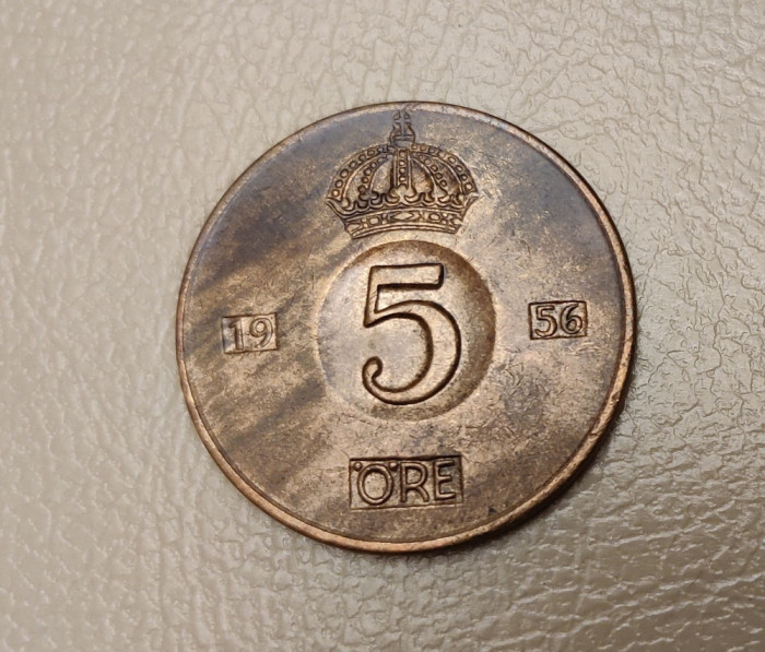 Suedia - 5 ore (1956) monedă s018 - Regele Gustaf VI Adolf