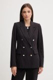 Dkny sacou culoarea negru, cu doua r&acirc;nduri de nasturi, cu imprimeu, UE5JS466