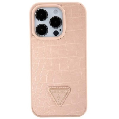 Husa pentru iPhone 15 / iPhone 14 / iPhone 13 - Croco Triangle Metal Logo (GUHCP15SPCRTHCP) - Pink foto