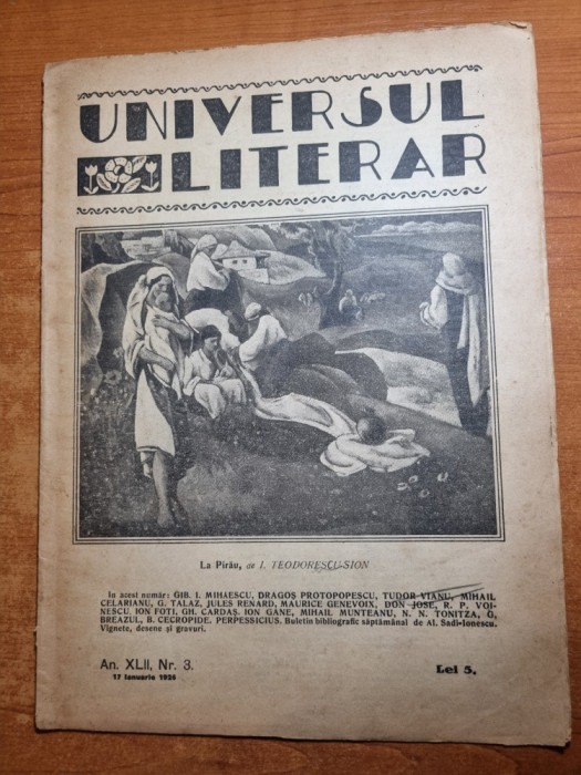 universul literar 17 ianuarie 1926-ion minulescu,radulescu motru,v. parvan