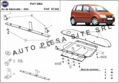 Scut metalic motor Fiat Idea fabricat incepand cu 2003 APS-07,042 foto