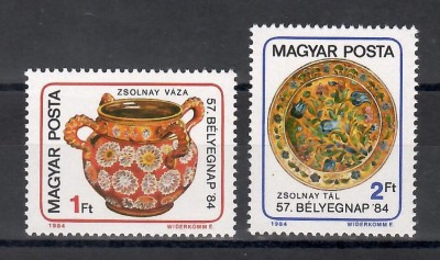 Ungaria 1984 - Ziua timbrului, Serie + Colita, 4 poze, MNH foto
