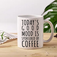 Cană personalizată "Today's good mood is.." Alba-toarta-inima