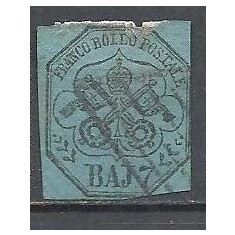 Italy Church State 1852 Coat of arms, 7Baj, Mi.8a, used AM.171