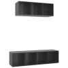 Set de dulapuri TV, 2 piese, gri extralucios, lemn prelucrat