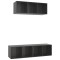 Set de dulapuri TV, 2 piese, gri extralucios, lemn prelucrat