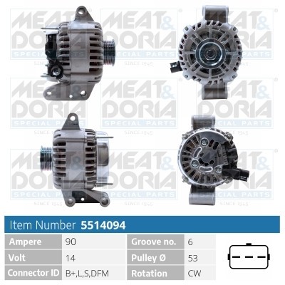 MEAT &amp;amp; DORIA 5514094 Generator / Alternator foto