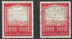 Pereche 2 Timbre Germania Al Treilea Reich 1941 T&acirc;rgul de Primăvară de la Viena (Neștampilat + Ștampilat) - A007