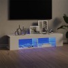VidaXL Comodă TV cu lumini LED, alb extralucios, 135x39x30 cm