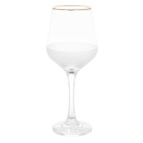 Set 6 Pahare Vin Nish, 410ml, Sticla Transparenta, Margine Aurie, Picior, Elegante, Rezistente Masina de Spalat Vase