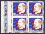 ROMANIA 1962 LP 550 A 45-A ANIVERSARE A REVOLUTIEI DIN OCTOMBRIE BLOC DE 4 MNH, Nestampilat