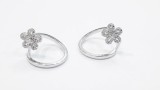 Cercei Creole din Argint 925 cu Flori si Cristale Zirconia - Cercei Dama Rotunzi