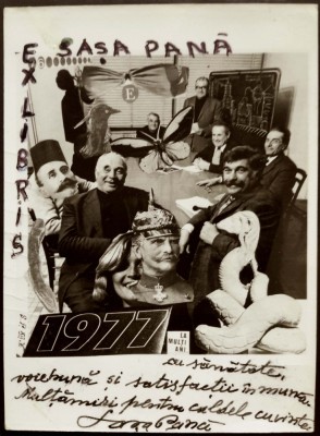 SASA PANĂ,AUTOGRAF: Pe o carte poștală-ex libris din 1977 foto