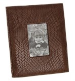Cumpara ieftin Rama foto de masa din piele ecologica maro 25 cm x 1.5 cm x 29.5 h