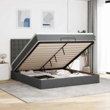 VidaXL Cadru de pat otoman cu saltele țesătură gri &icirc;nchis 200x200cm 3313349