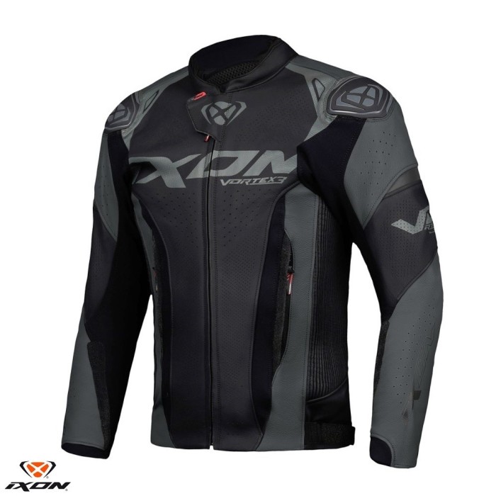 Geaca (jacheta) barbati pentru scuter - motocicleta piele Racing Ixon vara model Vortex 3 MS culoare: negru Negru XL