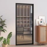 Usa Interior Negru 93x201.5cm Sticla ESG Aluminiu vidaXL, Montaj Simplu, Design Modern