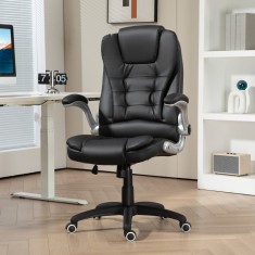 HOMCOM Scaun Ergonomic de Birou cu Bra?e ?i Inal?ime Reglabile, Tetiera, ?i Func?ie de Balans, 111-121x60x69 cm, Negru foto