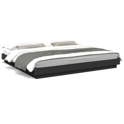 vidaXL Cadru de pat cu lumini LED, negru, 180x200 cm, lemn prelucrat foto