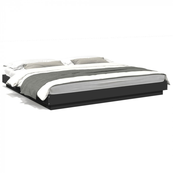vidaXL Cadru de pat negru 180x200 cm din lemn prelucrat