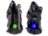 Cumpara ieftin Set 2 figurine Halloween Schelet Fantoma polirasina multicolora cu leduri cm 9,5 x 8,5 x 17,5 H