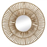 Oglindă Decorativă, Model Rotund, Diametru Oglindă 20 cm, Margine Naturală din H&acirc;rtie, Cadru Metalic, 50 cm, Oem