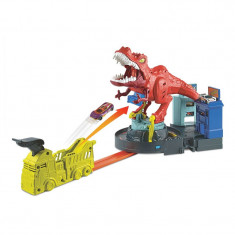 Lansator pentru masinute Hot Wheels T-Rex Rampage, masinuta inclusa, 5 ani+ foto