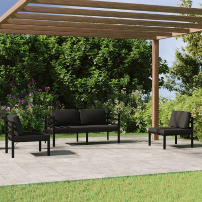 vidaXL Set mobilier de grădină cu perne, 4 piese, antracit, aluminiu foto