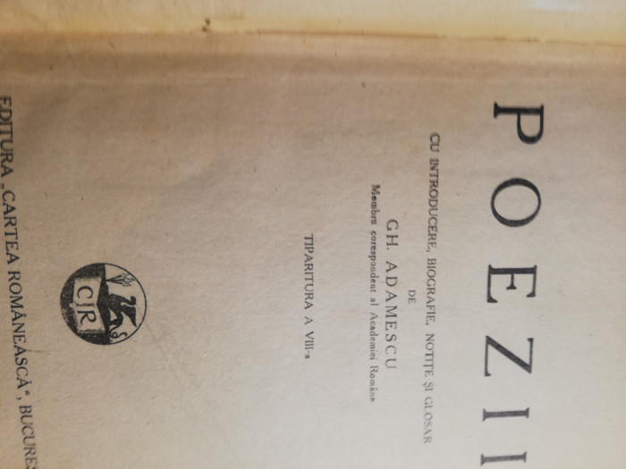 Mihail Eminescu poezii / 1942 ediție gh adamescu copertata