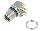 Conector M8 Mamă 3PIN 90&deg; IP68 Metal 60V 4A