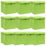 Cumpara ieftin Cutii depozitare cu capace 10 buc. verde, 32x32x32 cm, textil