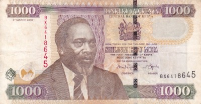 KENYA 1.000 shillingi 2008 VF!!! foto