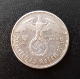 Moneda 2 marci 1939 Germania, perioada nazista, argint, detalii frumoase, Europa