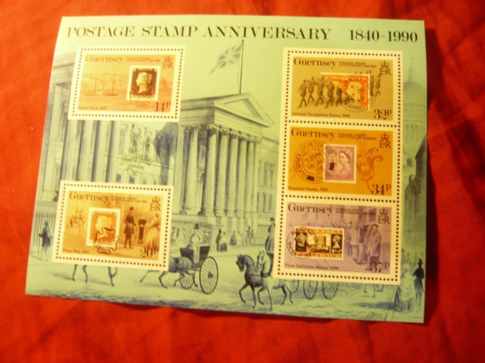 Bloc Guernsey 1990 - Timbrul Guernsey , cu seria 5 val