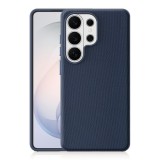 Husa compatibila cu Samsung Galaxy S26 Ultra, MagSafe, Design Woven, Soft Touch, Antisoc, Albastru Inchis