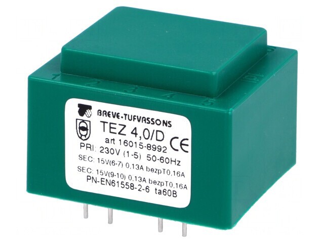 Transformator &icirc;ncapsulat 4VA 230VAC 15V 133,3mA