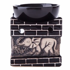 Suport ceramic Pufo Feng Shui pentru aromaterapie, 10 cm, negru