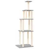 Cumpara ieftin Ansamblu pisici, stalpi din funie sisal, gri deschis, 183 cm
