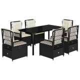 Cumpara ieftin Set mobilier de gradina cu perne, 7 piese, negru, poliratan