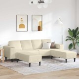 Sofa din material textil cu pernă Crem 208 cm Țesătură de catifea