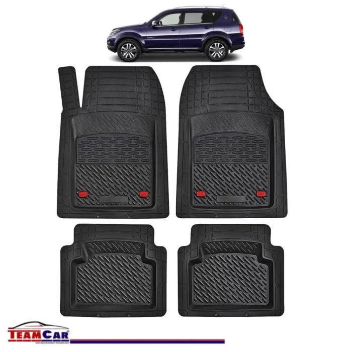 Covorase Auto TeamCar&reg; Tip Tavita Compatibile SsangYong Rexton Generatia III (2012&ndash;2017) Negru Material Rezistent