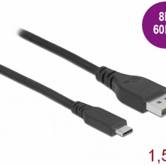 Cablu bidirectional USB Type-C la DisplayPort (DP Alt Mode) 8K60Hz/4K240Hz 1.5m (DP 8K certificat), Delock 86040