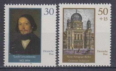 DDR 1990 - Sinagoga din Berlin, compozitorul Lewandowski, serie neuzata foto