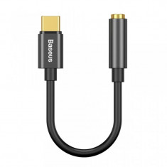 Cablu Adaptor Baseus USB Type-C to Jack 3.5mm lungime 10.5 cm Negru foto