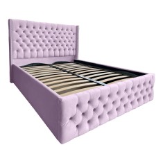 Pat Matrimonial Allegria tapitat cu somiera rabatabila diverse dimensiuni, culoare roz - 140x200 foto