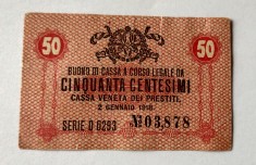 Italia - 50 Centesimi / Ocupatie Austria 1918 - Primul razboi foto