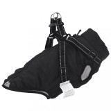 vidaXL Haină c&acirc;ini cu ham impermeabilă reflectorizantă, negru, L28