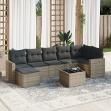 vidaXL Set canapele de grădină cu perne, 8 piese, gri, poliratan 3251627
