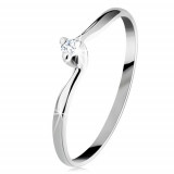 Inel de logodnă din aur de 14K - diamant strălucitor, braţe &icirc;nguste - Marime inel: 54